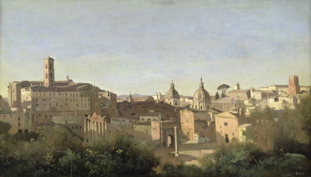 Detail of The Forum seen from the Farnese Gardens, Rome, 1826 by Jean Baptiste Camille Corot