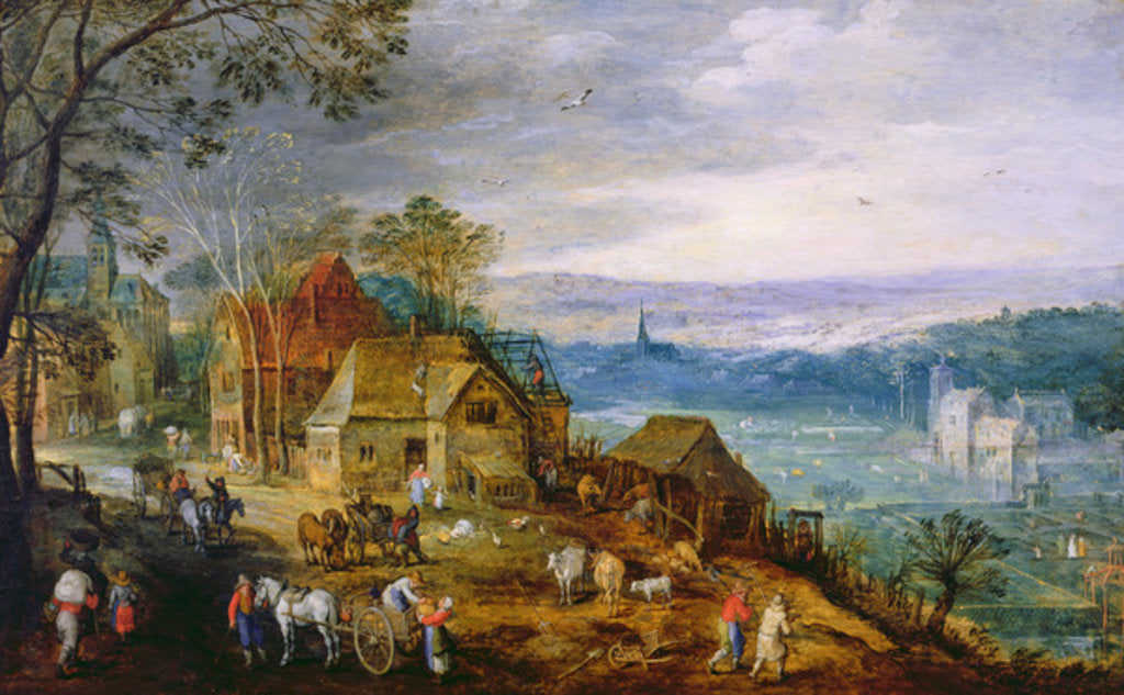 Detail of Landscape Scene by Tobias Verhaecht