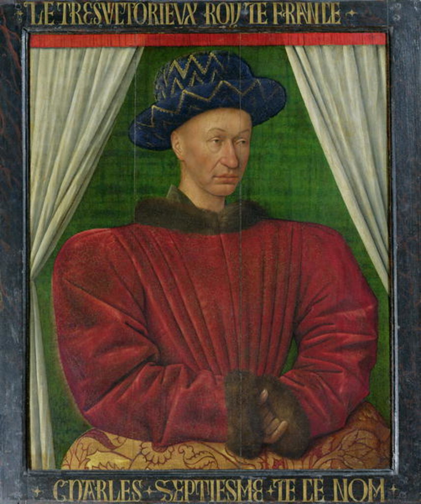 Detail of Portrait of Charles VII, c.1445-50 by Jean Fouquet