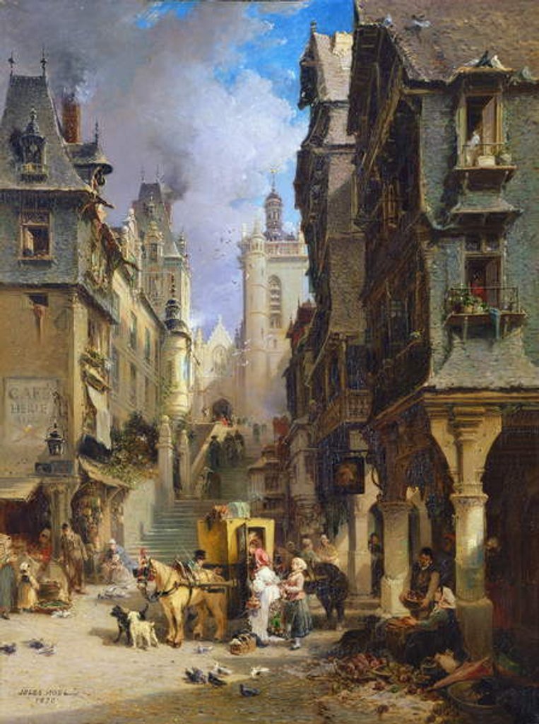 Detail of Street Scene at Morlaix in 1830, 1870 by Jules Achille Noel