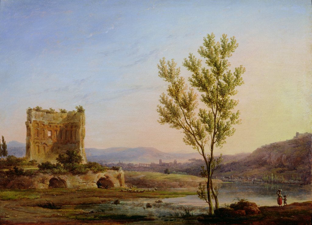 Detail of View of the Outskirts of Rome by Pierre Henri de Valenciennes