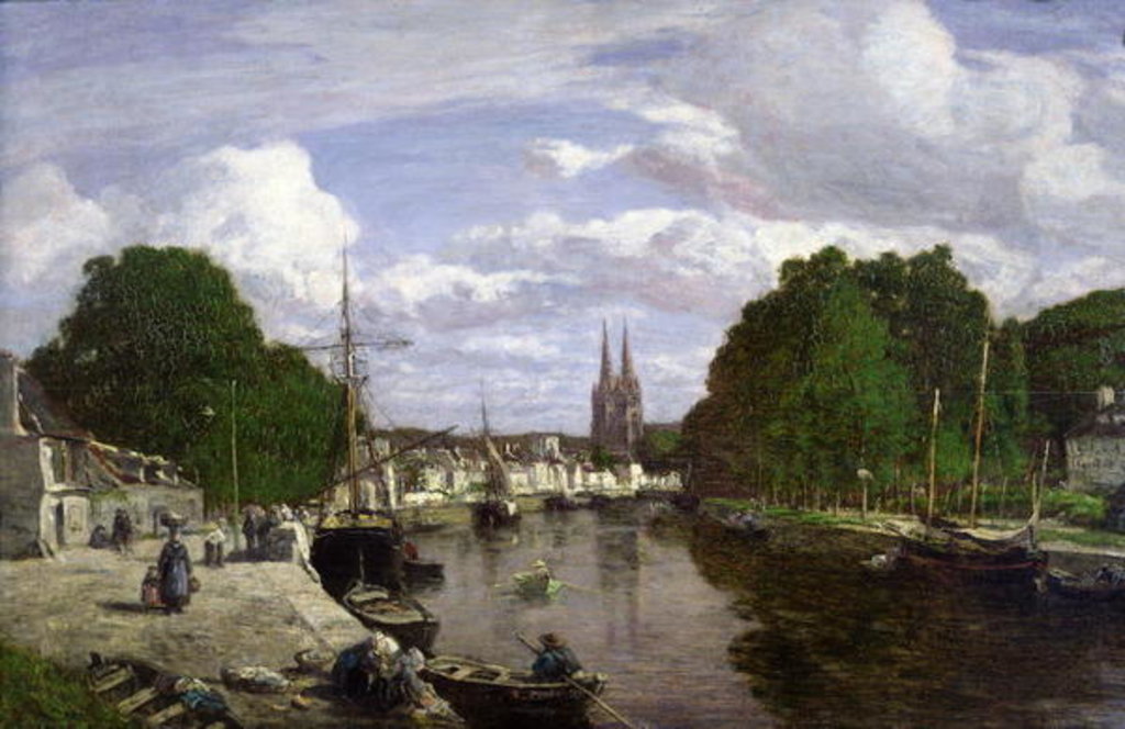 Detail of The Port at Quimper, 1857 by Eugene Louis Boudin