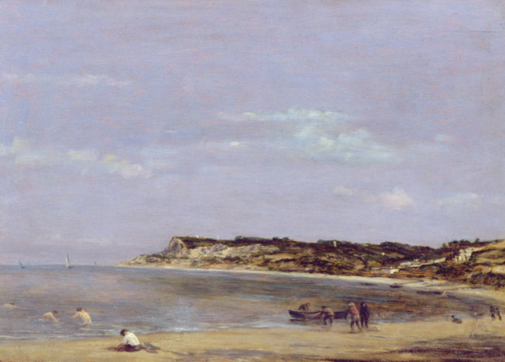 Detail of The Coast at La Heve, 1856 by Eugene Louis Boudin