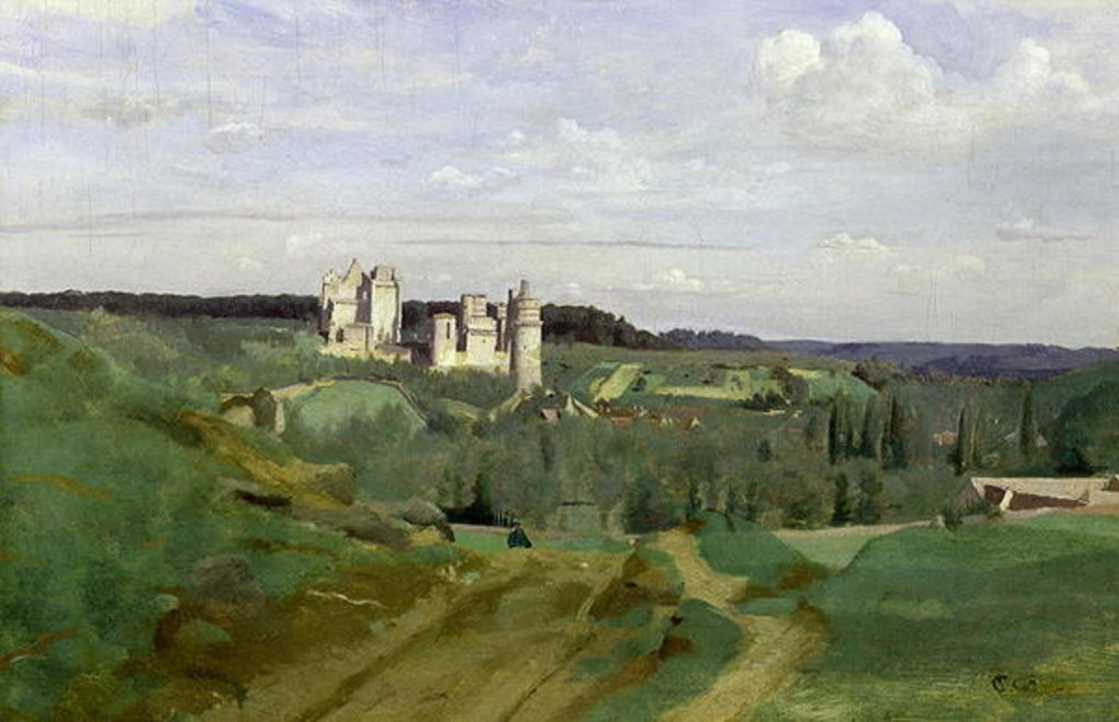 Detail of View of the Chateau de Pierrefonds, c.1840-45 by Jean Baptiste Camille Corot