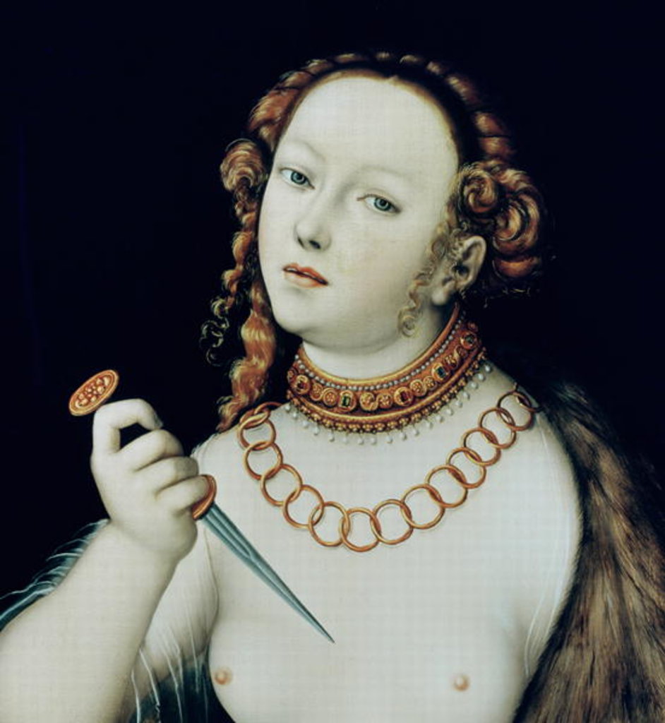Detail of The Suicide of Lucretia, 1538 by Lucas the Elder Cranach