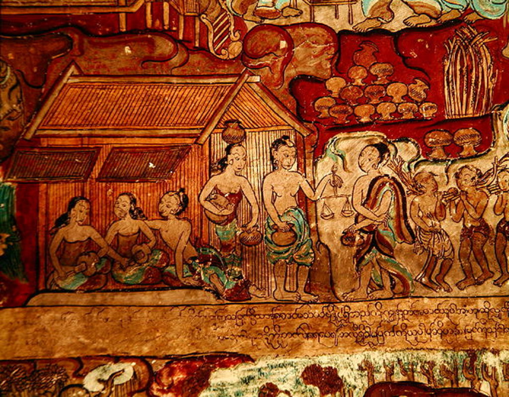 Detail of Daily life scene by Burmese School