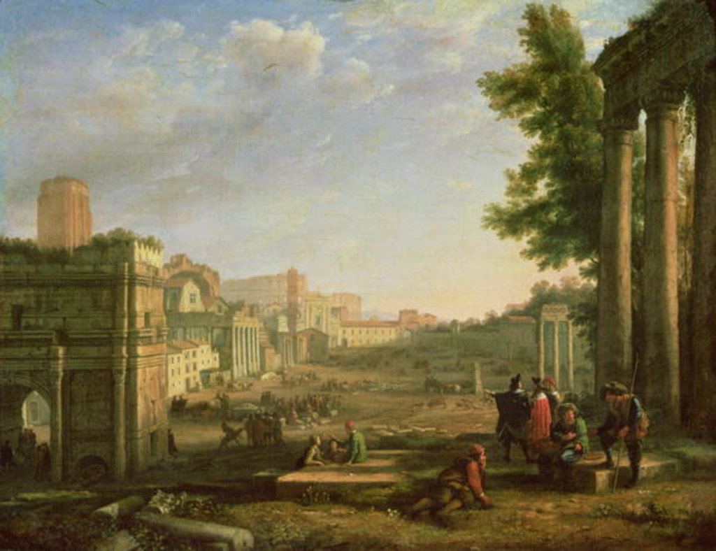 Detail of View of the Campo Vaccino, Rome, 1636 by Claude Lorrain