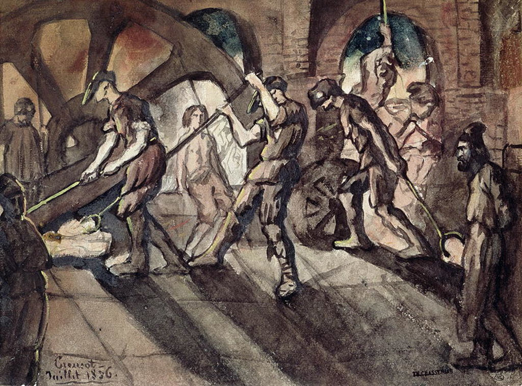 Detail of The Forge at Creusot in 1836 by Theodore Chasseriau