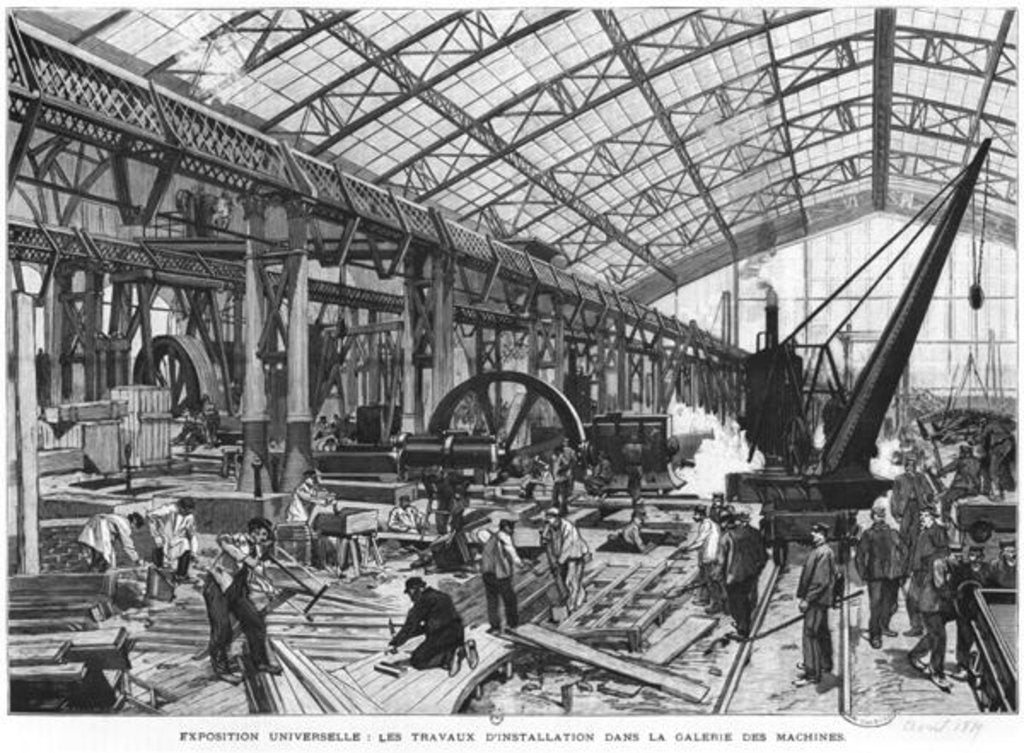 Detail of Building site of the Galerie des Machines at the Universal Exhibition of 1889, Paris, April 1889 by French School