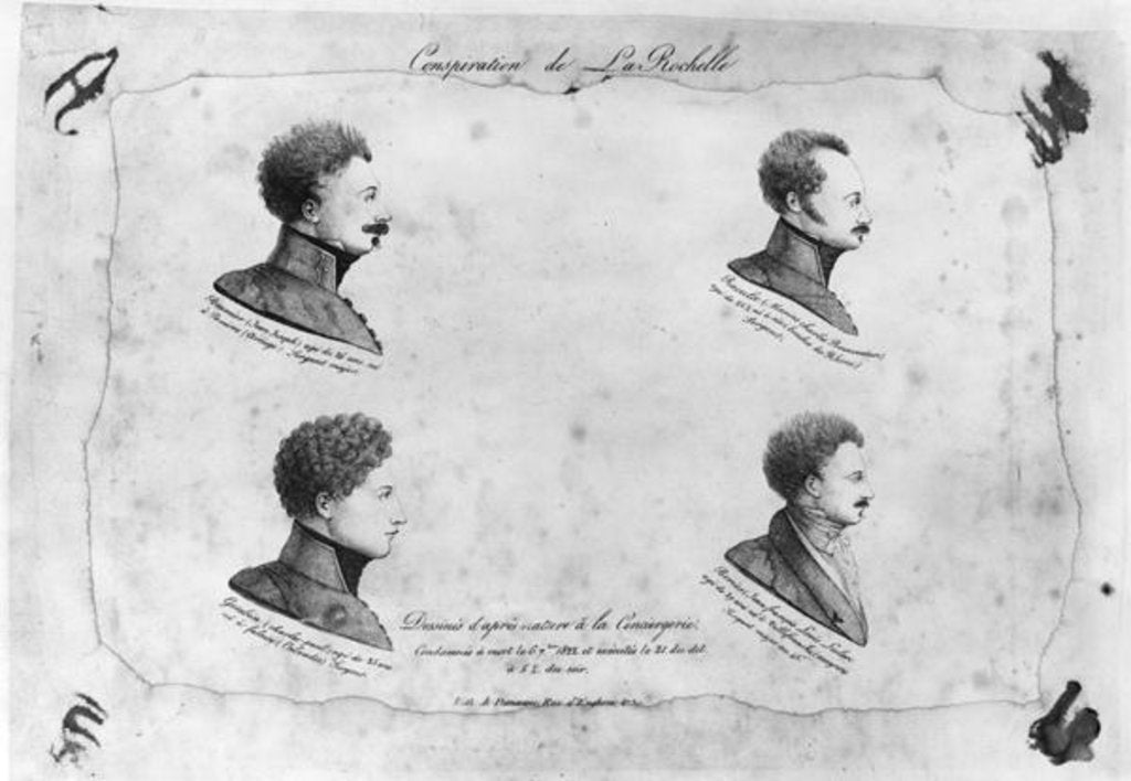 Detail of La Rochelle plot, portraits of the four sergeants, after 1822 by French School