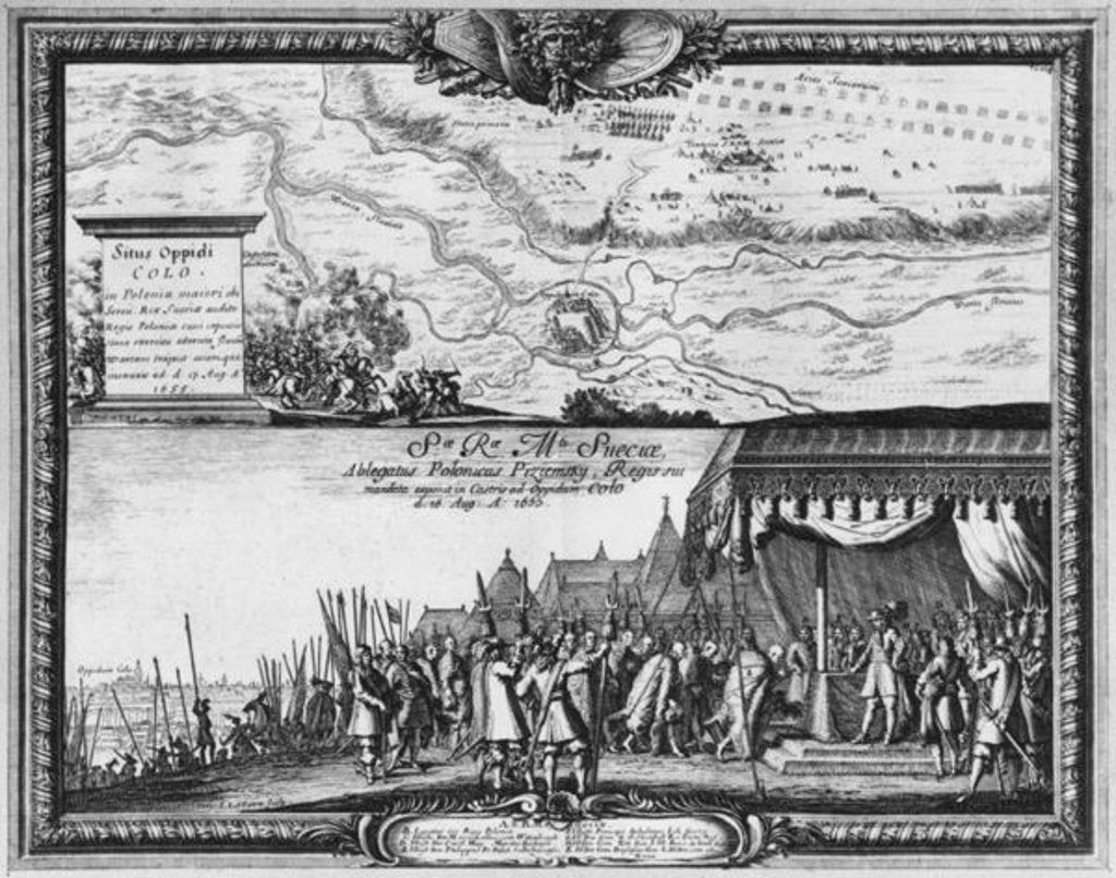 Detail of Defeat of the Polish army at Kola, August 1655, King of Sweden receives the Ambassador of Poland for the capitulation by Jean Lepautre