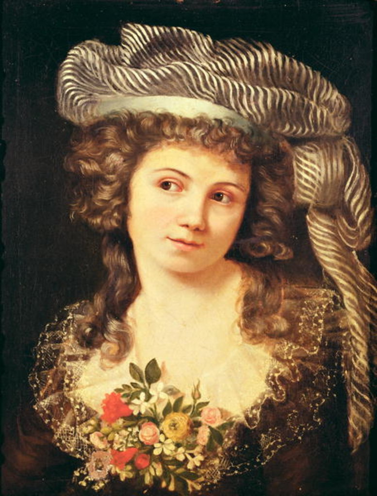 Detail of Portrait of a young woman in the style of Labille-Guiard by Gustave Courbet