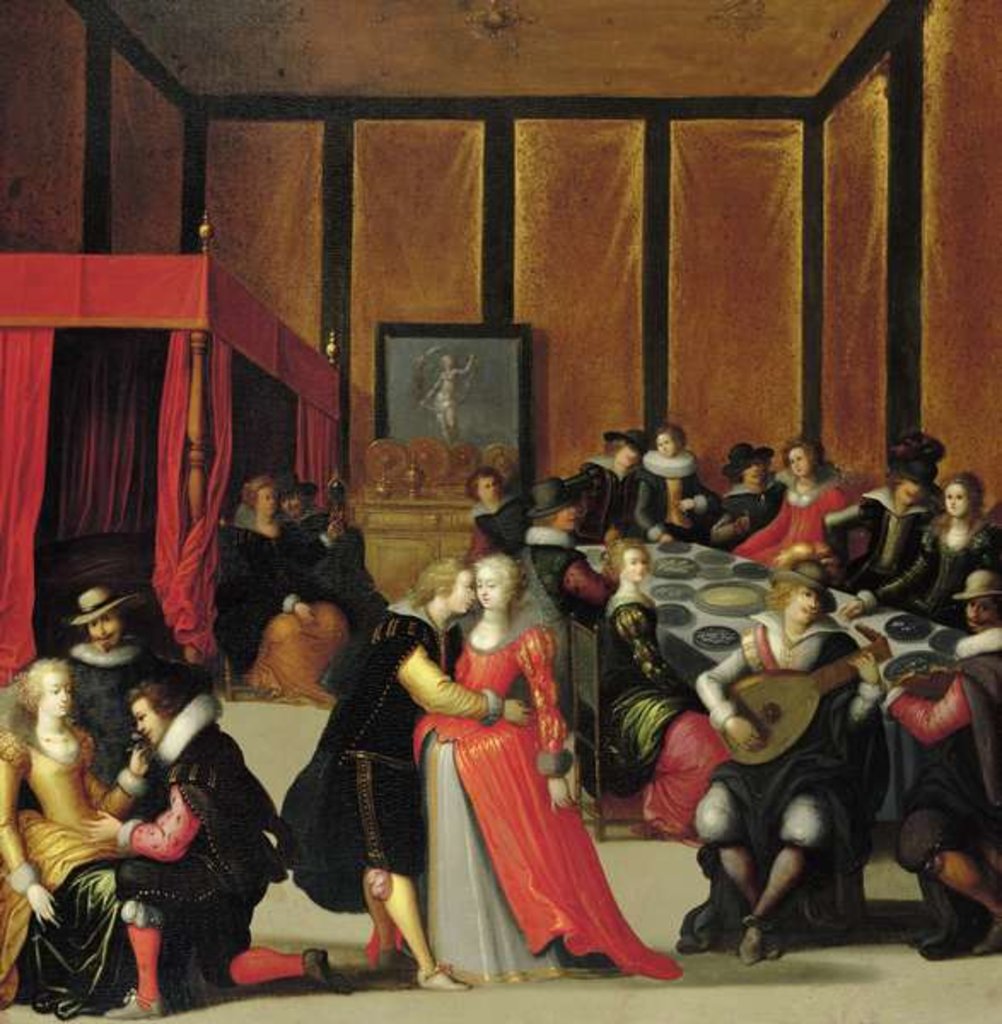 Detail of Scene Galante or The Five Senses by Louis de Caullery