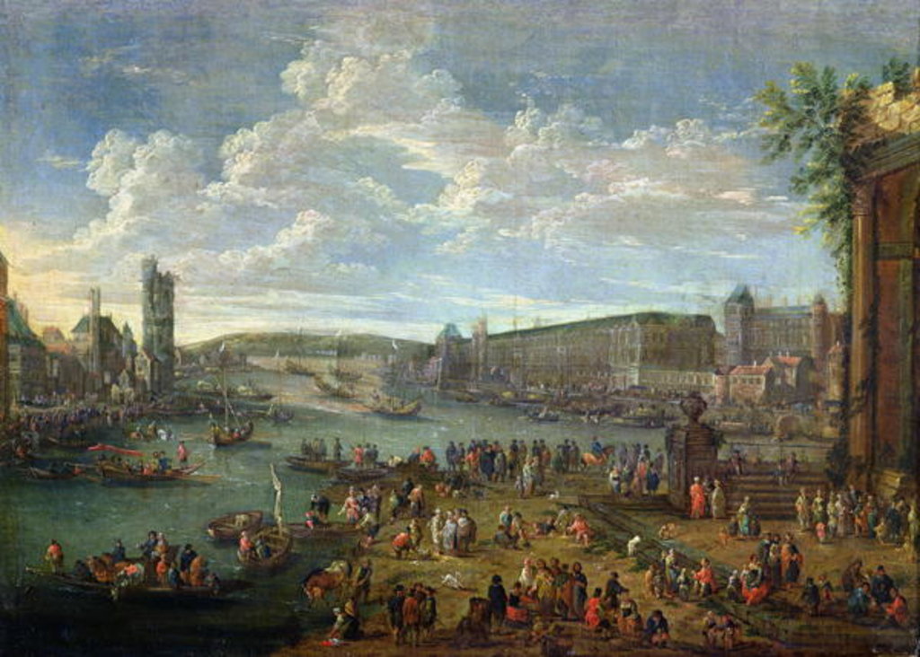 Detail of View of the Louvre and the Tour de Nesles from the Ile de la Cite, c.1673-74 by Pieter II Casteels