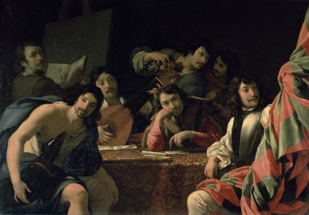 Detail of Artist's Reunion by Eustache Le Sueur