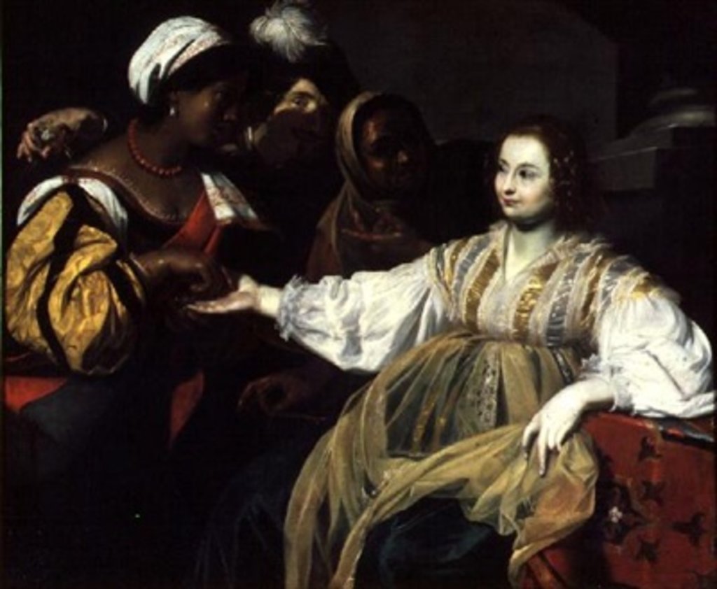 Detail of The Fortune Teller by Nicolas Regnier