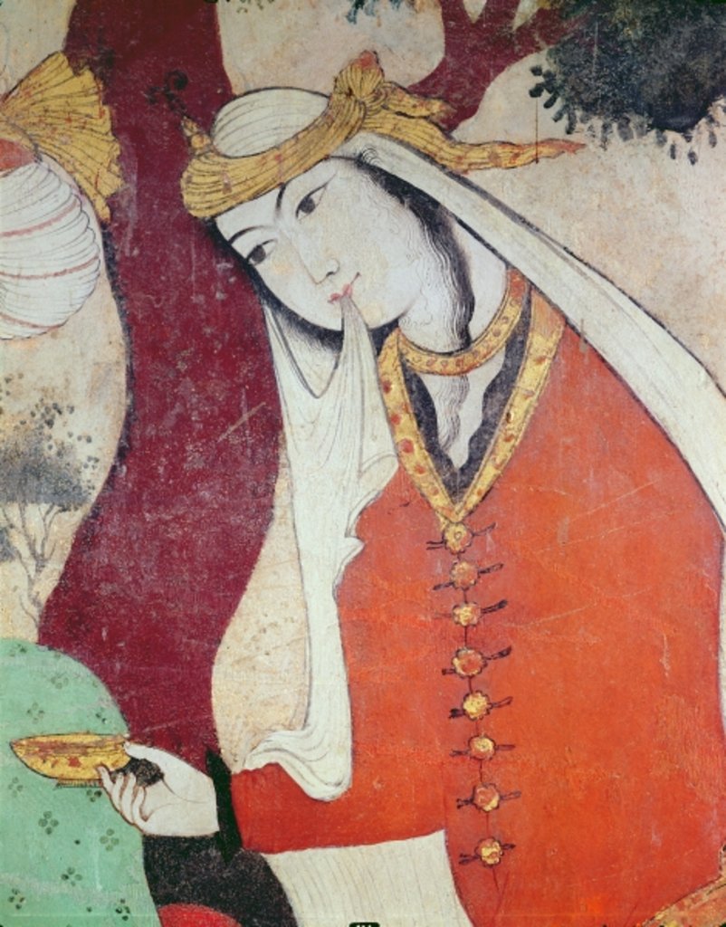 Detail of Woman from the Court of Shah Abbas I, 1585-1627 by School Persian