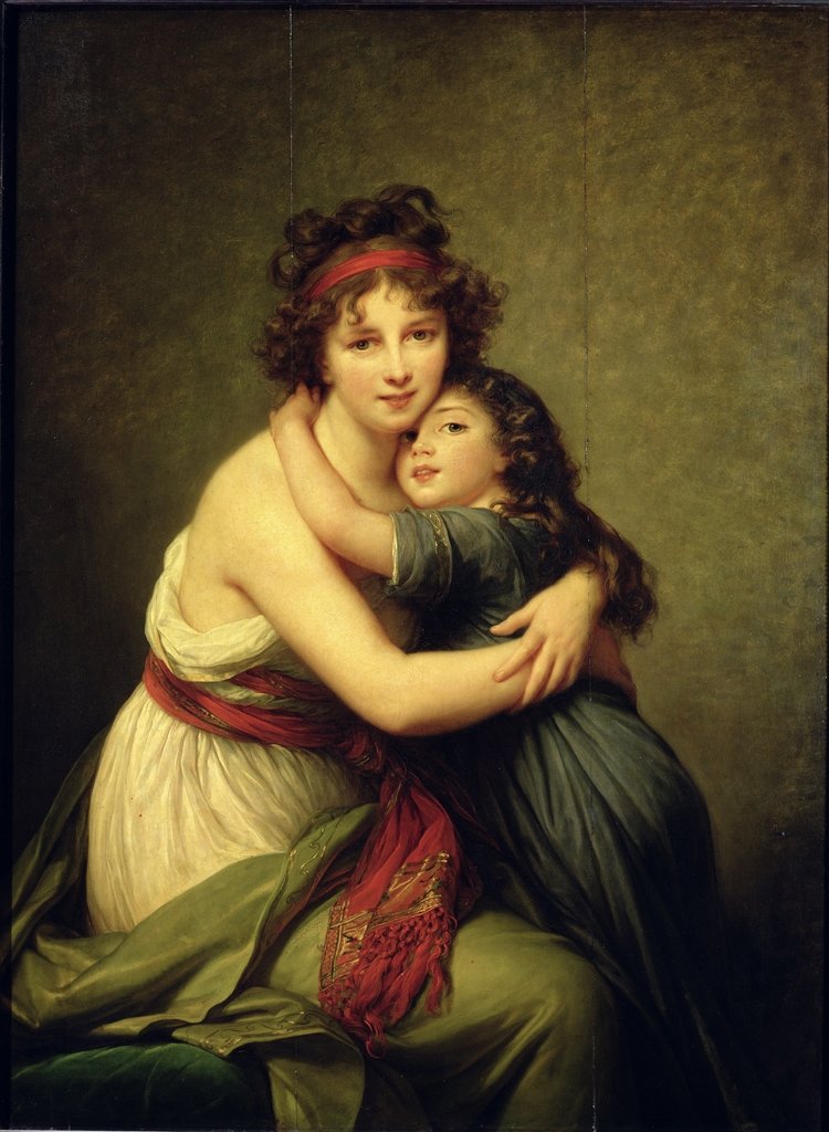 Detail of Self portrait with her daughter Julie, 1789 by Elisabeth Louise Vigee-Lebrun