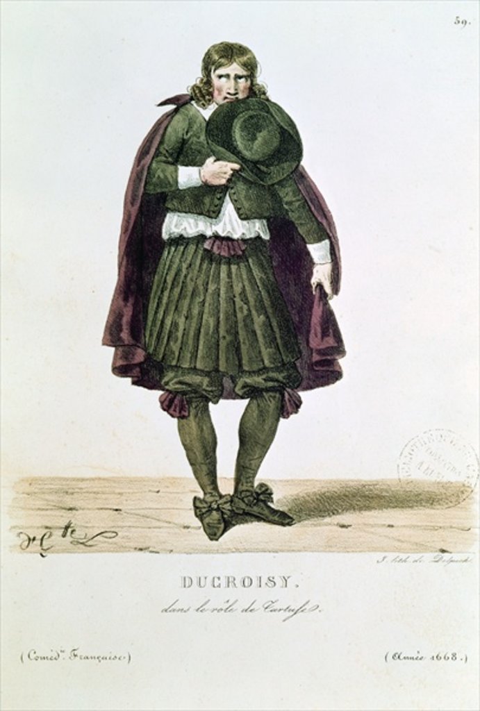 Detail of Ducroisy in the title role of Tartuffe in 1668 by Hippolyte Lecomte