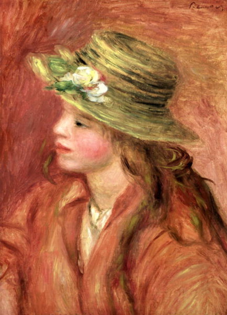 Detail of Young Girl in a Straw Hat, c.1908 by Pierre Auguste Renoir