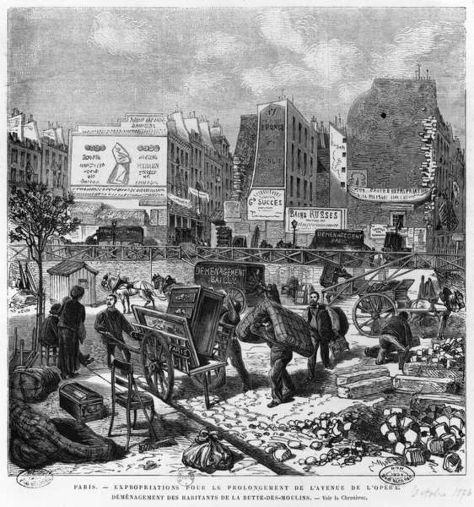Detail of Expropriations during the extension of Avenue de l'Opera, inhabitants moving from the Butte des Moulins, October 1876 by French School