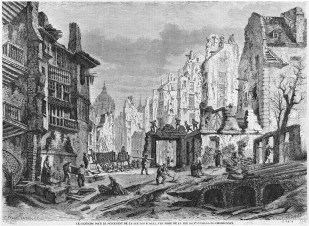 Detail of Paris, demolitions for the building of Rue des Ecoles, view taken from rue Saint-Nicolas du Chardonnet by Felix Thorigny