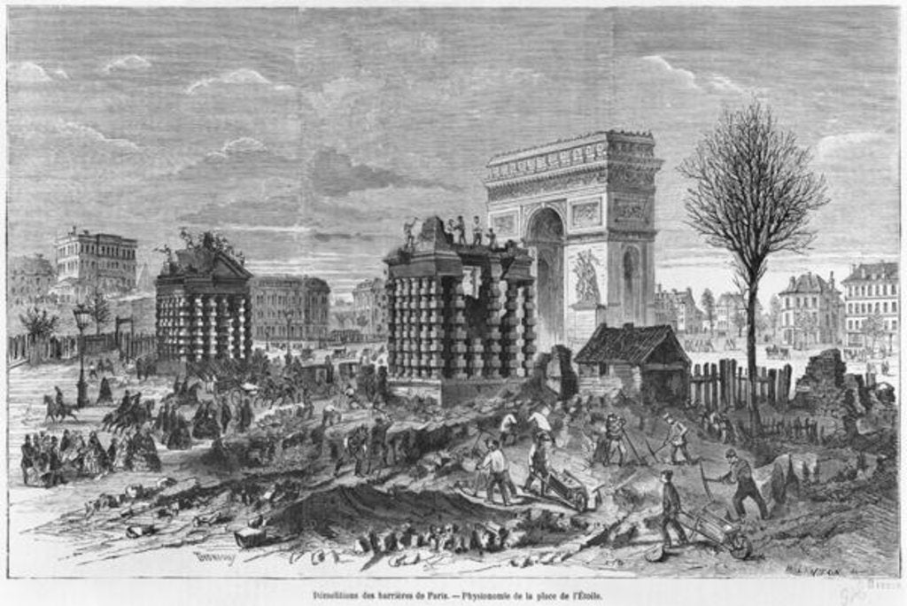 Detail of Demolition of the Paris barriers, Arc de Triomphe and Place de l'Etoile by Felix Thorigny