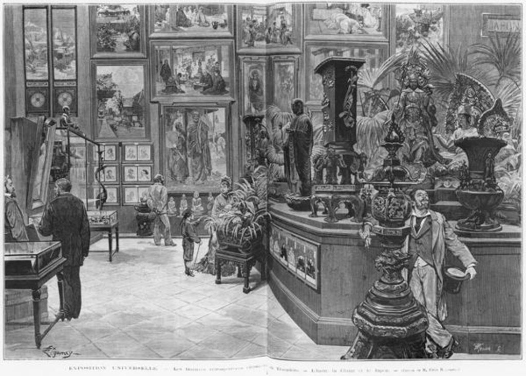 Detail of The foreign retrospective galleries of the Trocadero, India, China, Japan, at the Universal Exhibition of 1878, Paris by Felix (after) Regamey