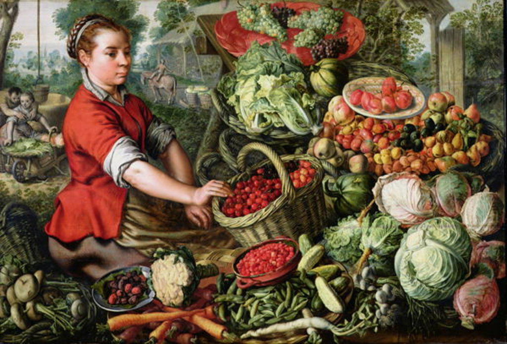 Detail of The Vegetable Seller by Joachim Beuckelaer or Bueckelaer