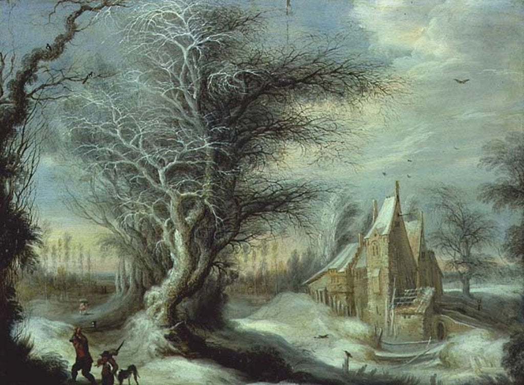 Detail of Winter Landscape with a Woodcutter by Gysbrecht Lytens or Leytens