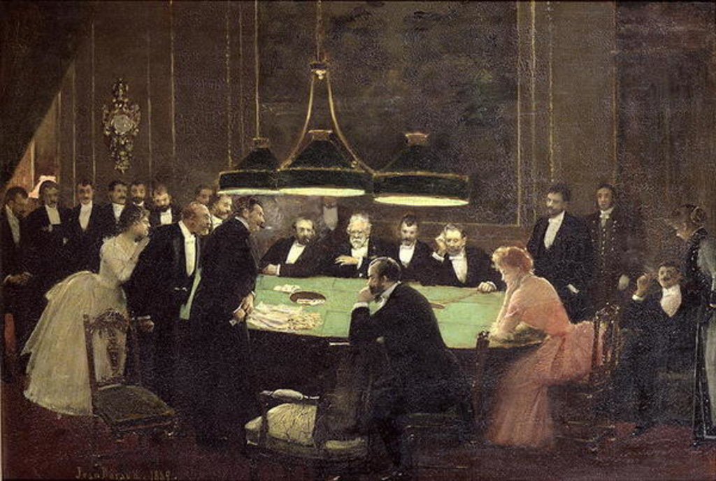 Detail of The game room at the casino, 1889 by Jean Beraud
