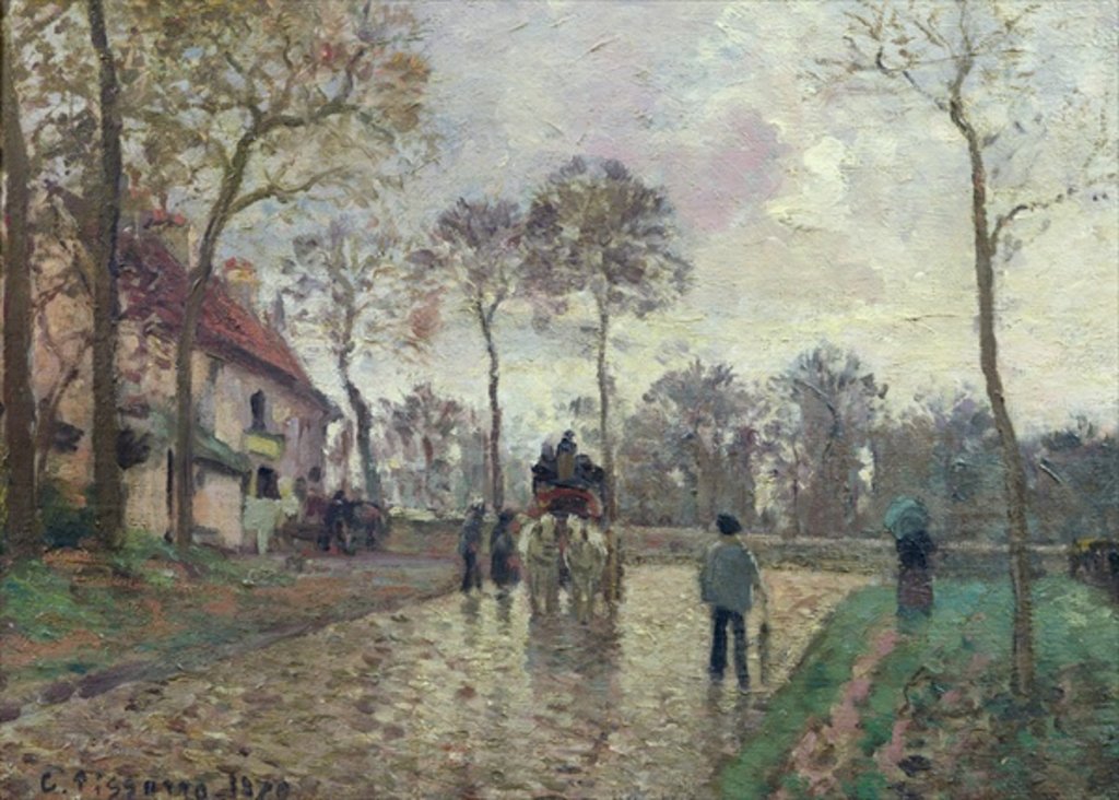 Detail of The Coach to Louveciennes, 1870 by Camille Pissarro