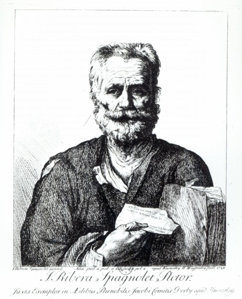 Detail of Self portrait, 1729 by Jusepe de (c.1590-1652) (after) Ribera