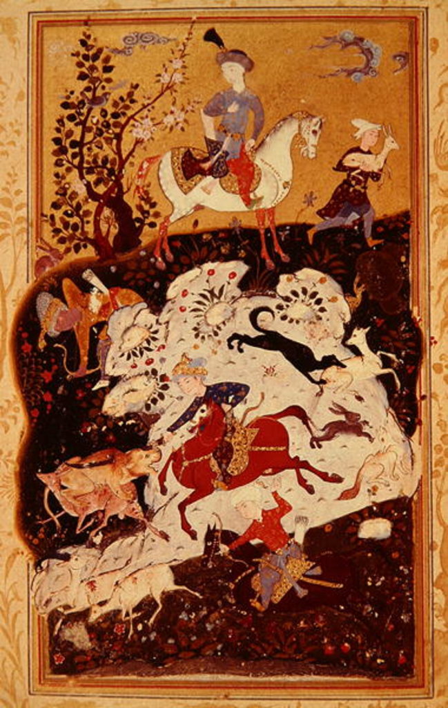 Detail of Hunting Scene from 'The Book of Love', Safavid Dynasty by Persian School
