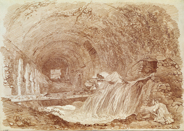 Detail of Stables of Maecenas at Tivoli by Jean-Honore Fragonard