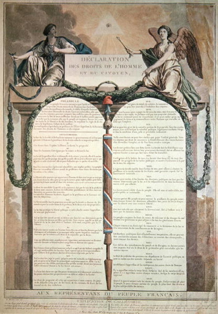 Detail of Declaration of the Rights of Man, 10th August, 1793 by French School