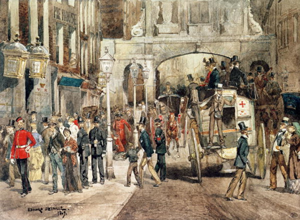 Detail of London Street, 1869 by Jean-Baptiste Edouard Detaille