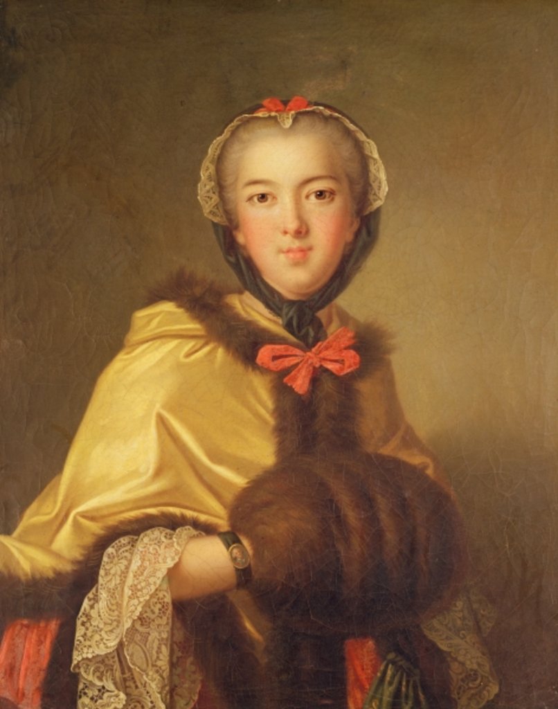 Detail of Portrait of Louis-Henriette de Bourbon-Conti, with muffler by Jean-Marc Nattier