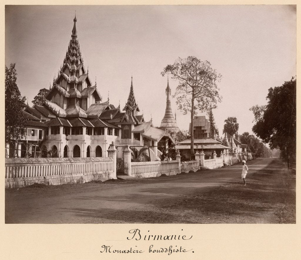 Detail of Wayzayanda monastery and pagodas at Moulmein, Burma, c.1890 by Philip Adolphe Klier