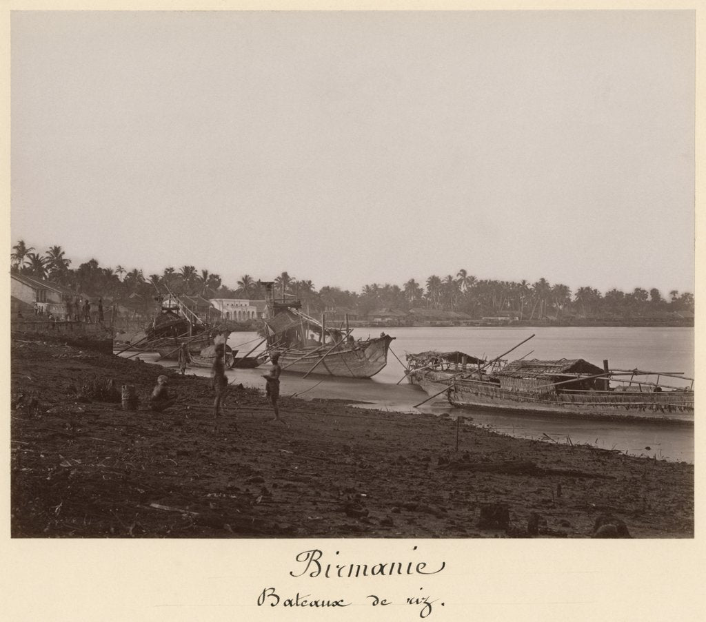 Detail of Boats carrying rice on the River Thanlwin, Mupun district, Moulmein, Burma, late 19th century by Philip Adolphe Klier