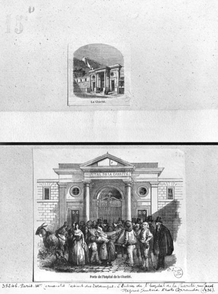 Detail of Hopital de la Charite, the entrance gate on rue Jacob, Paris by French School