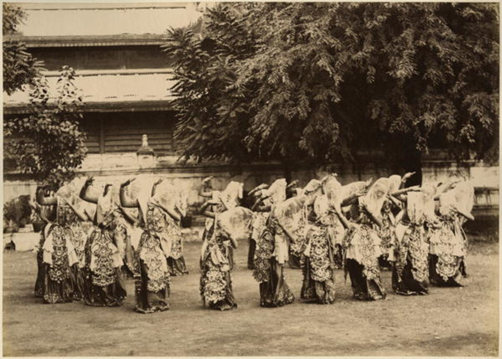Detail of Veiled dancers at Mandalay, Burma, late 19th century by Anonymous