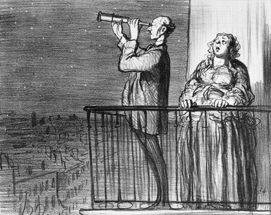 Detail of eries 'Actualites', the comet, Parisiens incredule by Honore Daumier