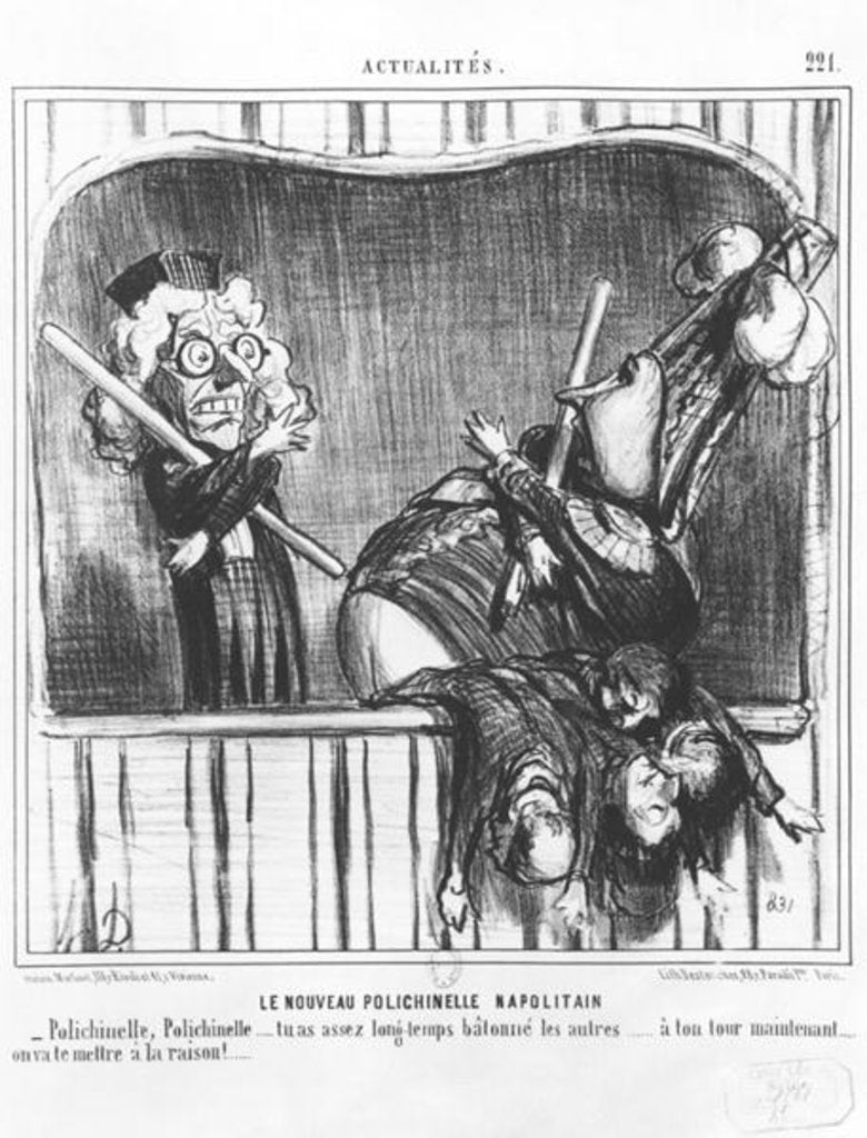 Detail of Series 'Actualites', The new Neapolitan Buffoon, plate 221 by Honore Daumier