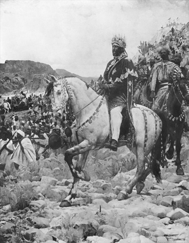 Detail of Negus of Ethiopia, Menelik II at the battle of Adowa, 1897 by Paul Buffet