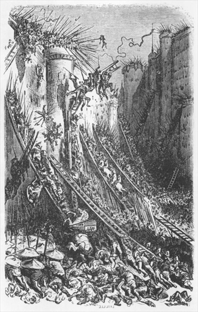 Detail of Attacking a castle or a fortified town by Gustave Dore