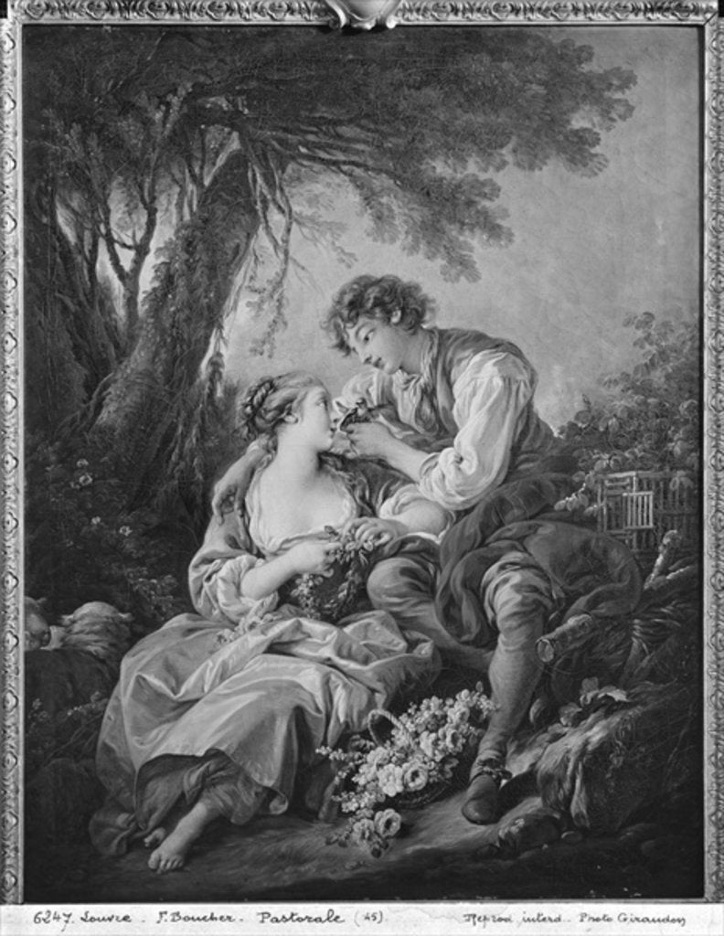 Detail of Pastoral scene by Francois Boucher