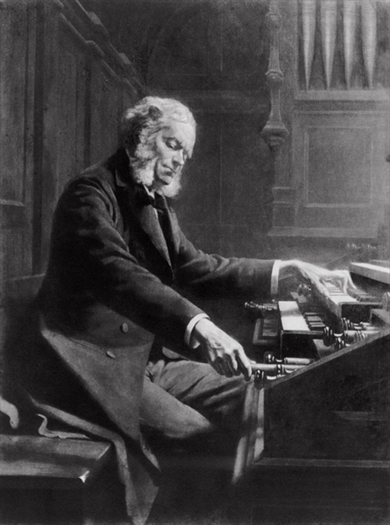 Detail of Cesar Franck at the console of the organ at St. Clotilde Basilica, Paris, 1885 by Jeanne Rongier