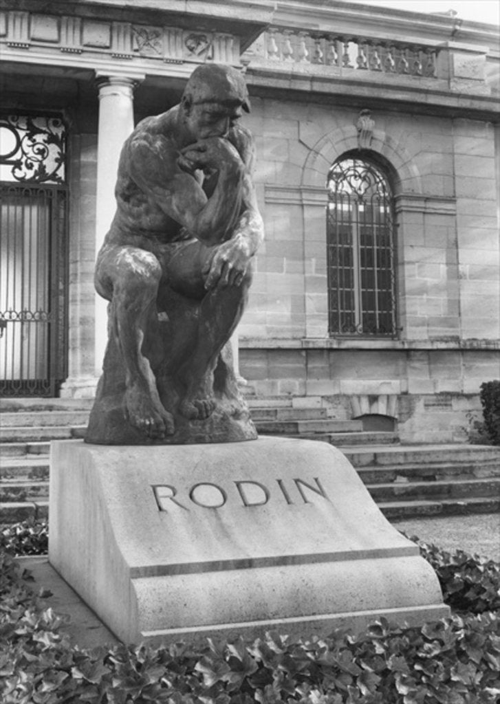 Detail of Statue of the Thinker on Auguste Rodin's tomb in the park of Villa des Brillants by Auguste Rodin