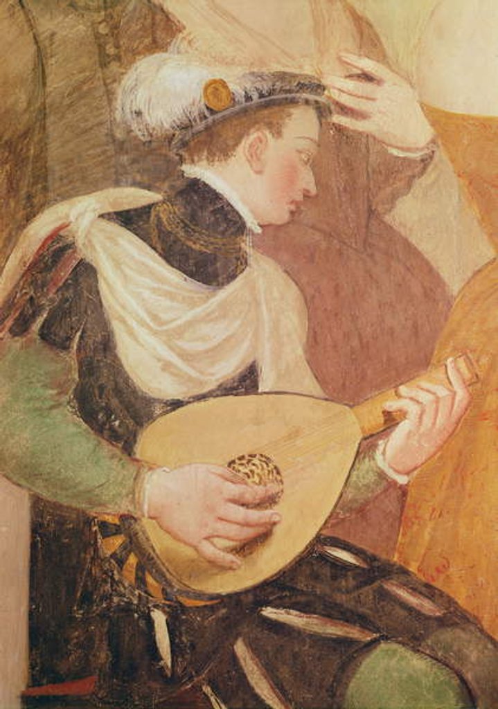 Detail of Invitation to the Dance, detail of a musician, 1570 by Giovanni Antonio Fasolo
